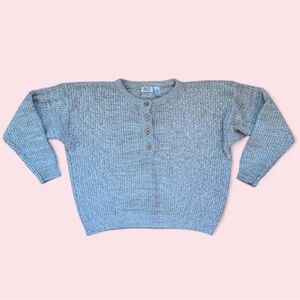 Vintage Tan Fisherman Knit Sweater with Button Detail